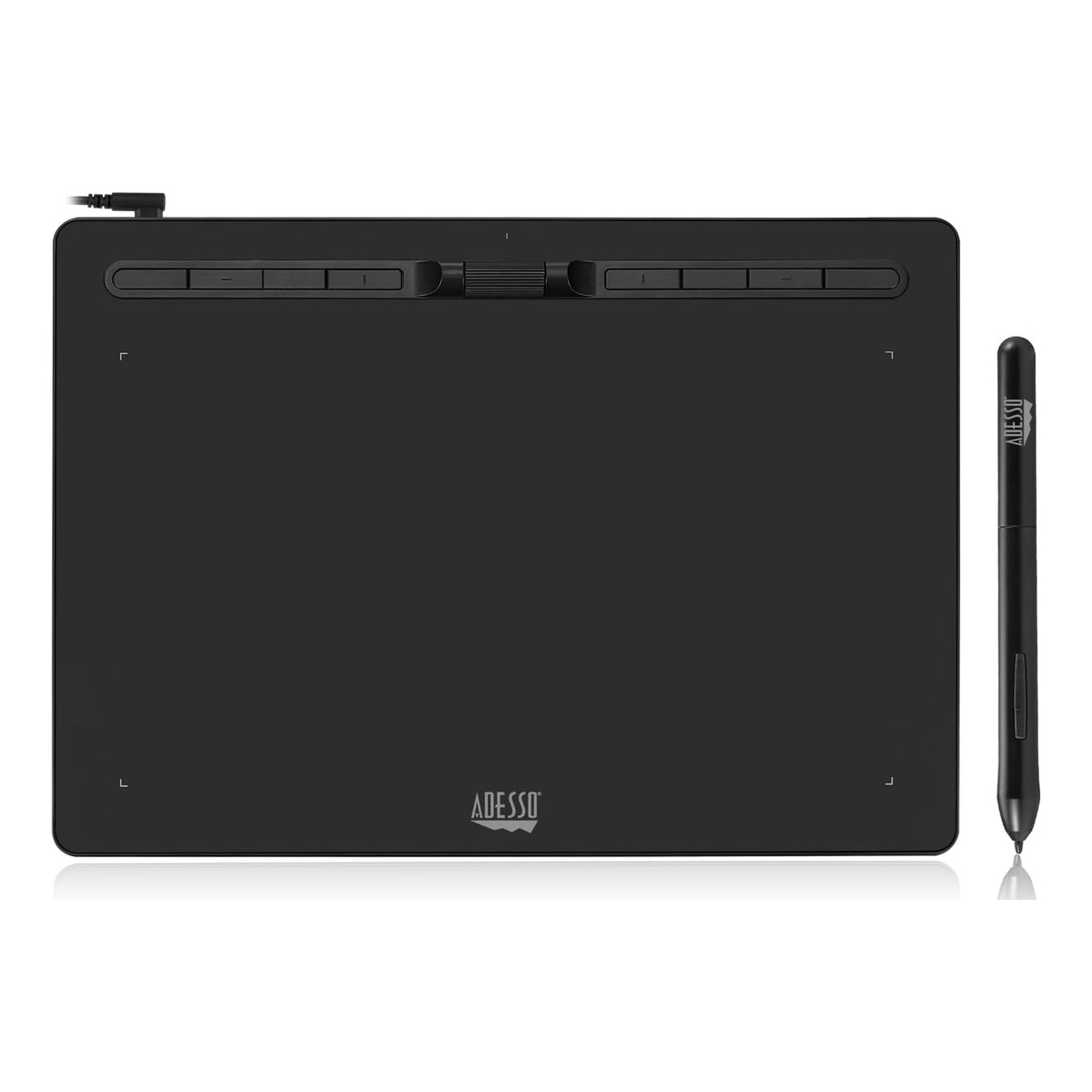 Adesso large graphics tablet front view shows precise drawing surface