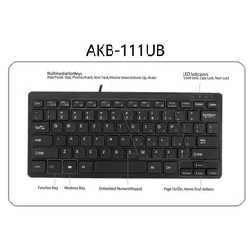 Adesso SlimTouch Mini keyboard LED indicators for quick lock status at a glance