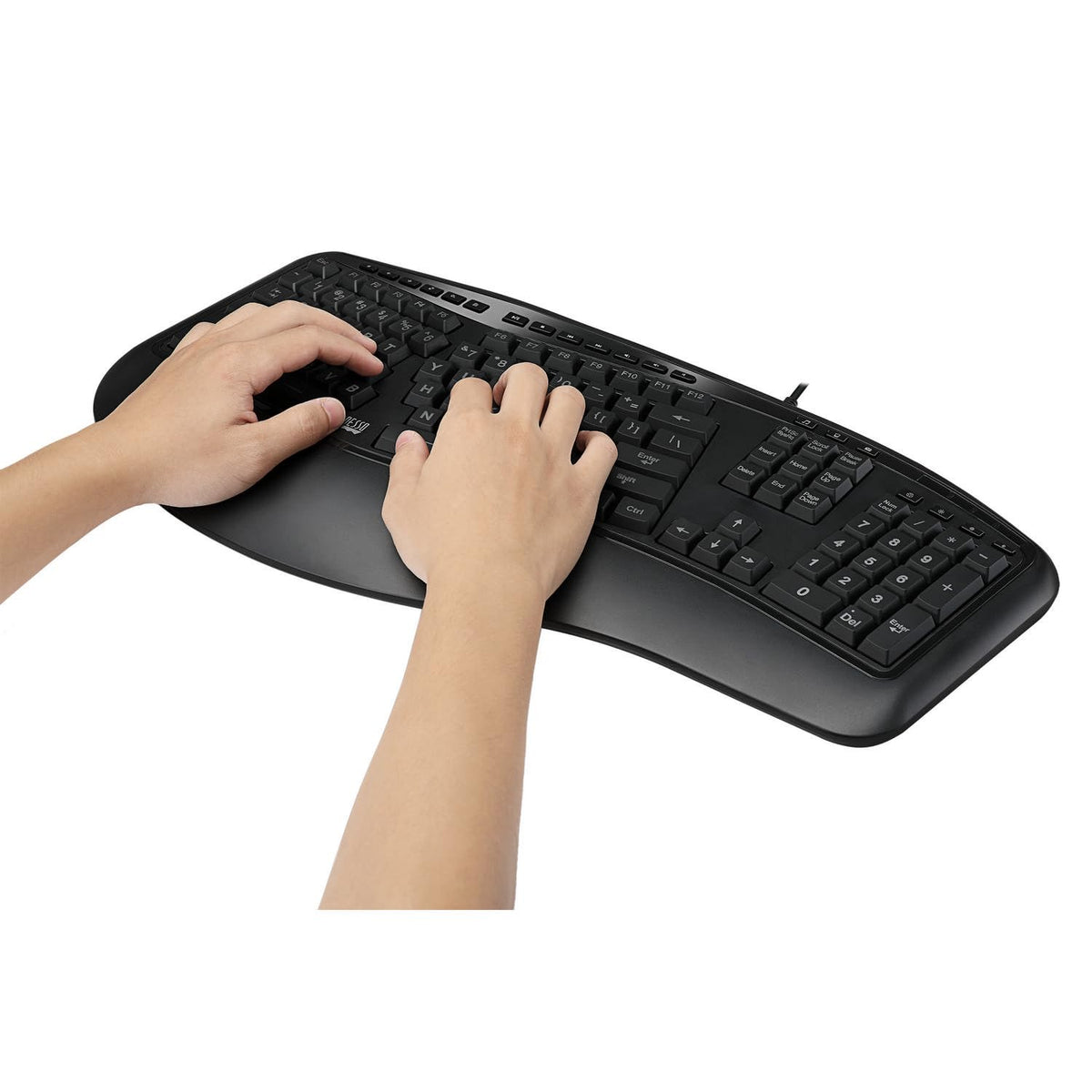 Adesso Tru-Form 150 multimedia hotkeys and LED controls for quick access and productivity