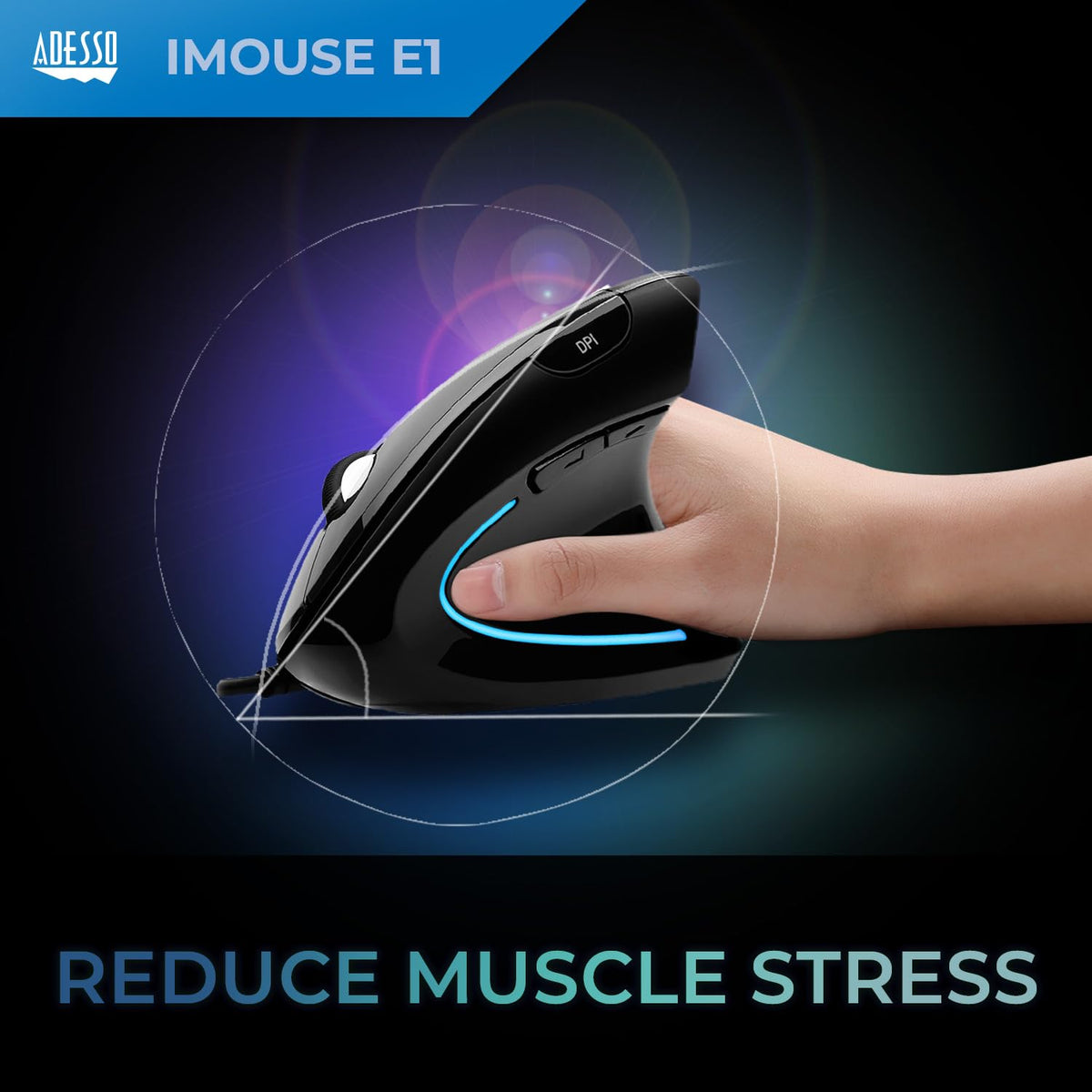 Adesso vertical mouse right side showing back and forward buttons for easy navigation