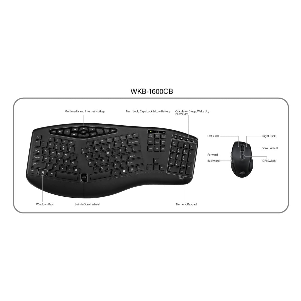 Adesso lifestyle desk setup showing combo in use for productive, wireless workspace benefit