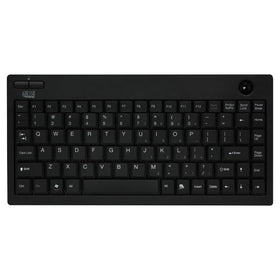 Adesso WKB-3100UB front view showing compact keyboard and built-in trackball for space saving