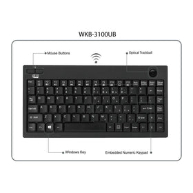 Adesso WKB-3100UB close-up of 800 DPI optical trackball highlighting precise cursor control