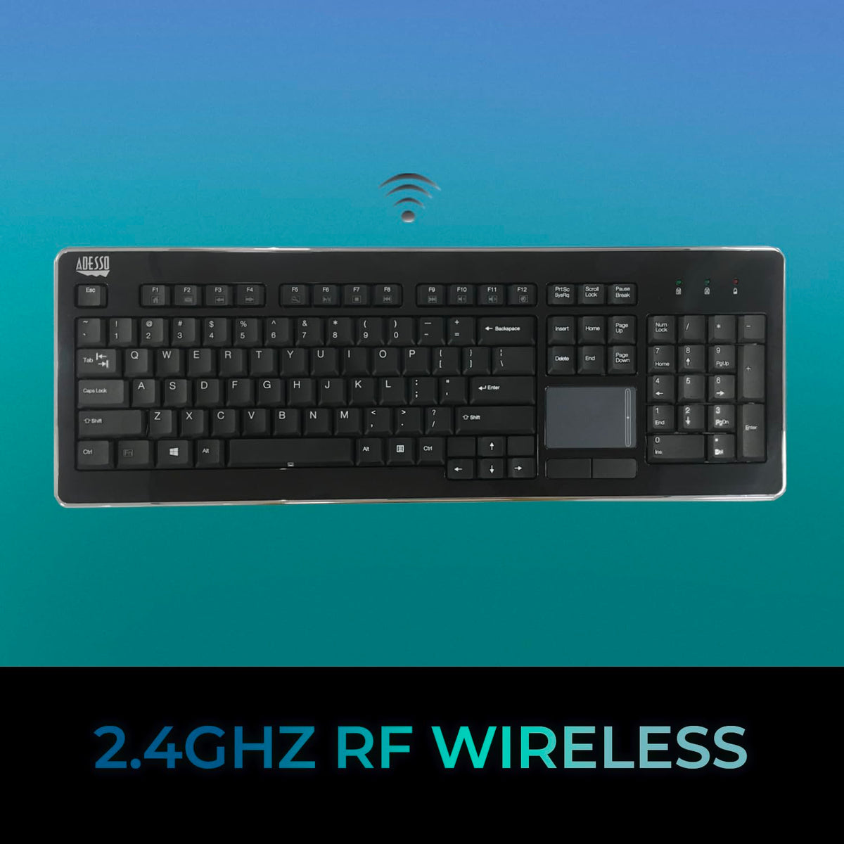 Adesso WKB-4400UB uses 2.4GHz RF for reliable wireless connectivity.