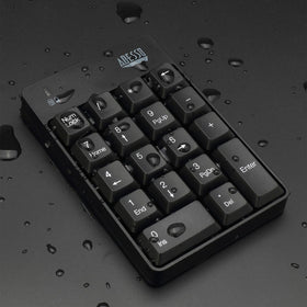 Adesso WKB-6010UB keypad side-angle demonstrates wireless range up to 30 ft