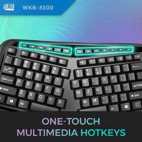 Adesso WKB3500UB Windows hotkeys boost quick navigation.