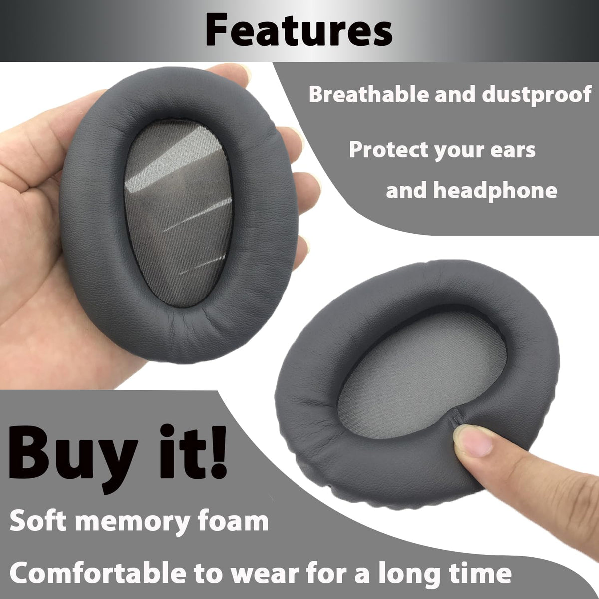 Adhiper memory foam cushions reduce ear fatigue during long sessions