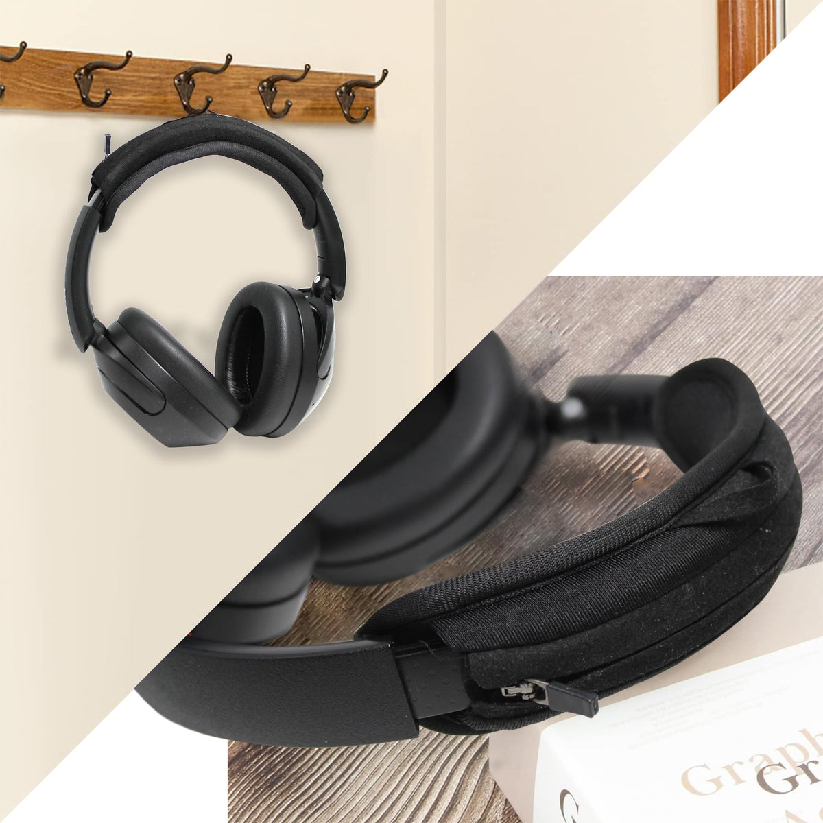 Soft padding on Adhiper headband cover reducing hair snag