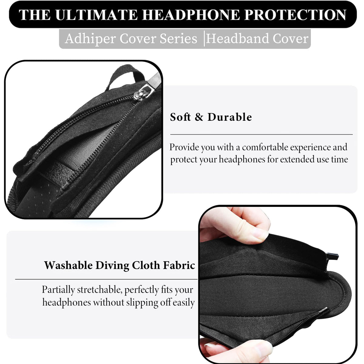 Adhiper headband cover dimensions 20.2 by 4.5 cm for universal fit