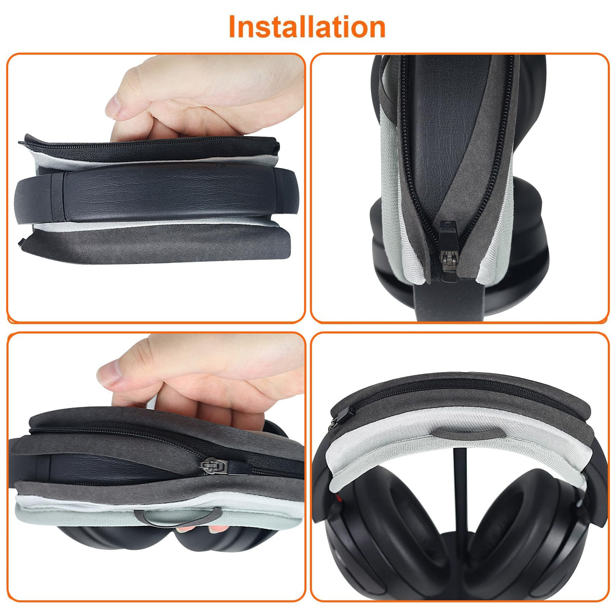 Adhiper covering scuffed headband showing cosmetic concealment and renewal