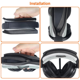 Adhiper covering scuffed headband showing cosmetic concealment and renewal