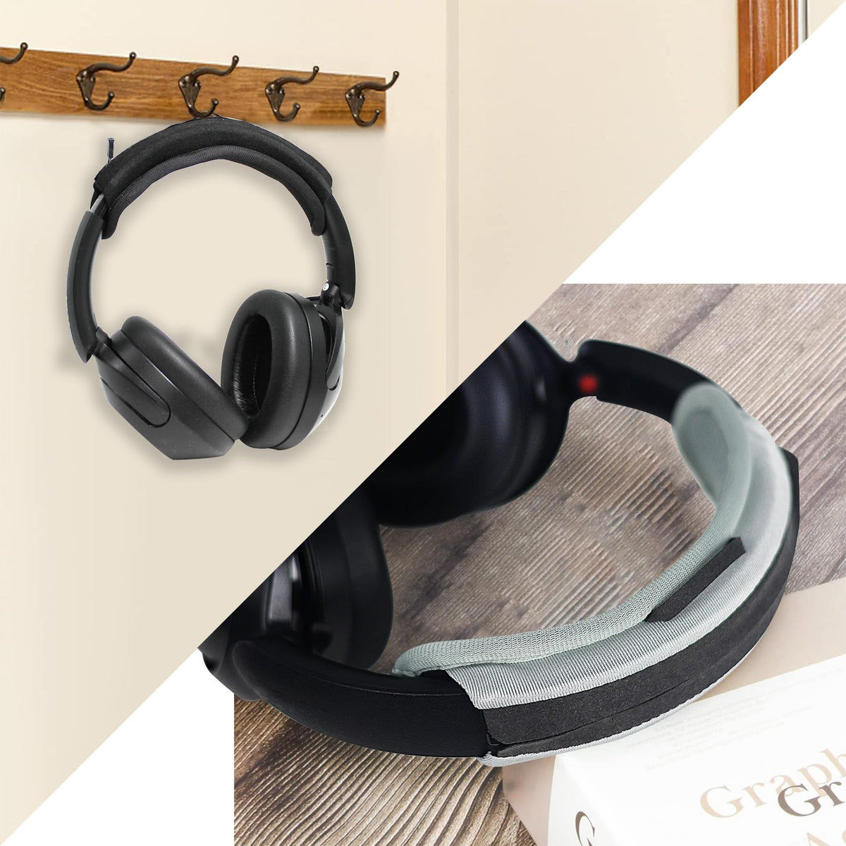 Adhiper on commuter headphones in backpack scene showing travel-friendly protection