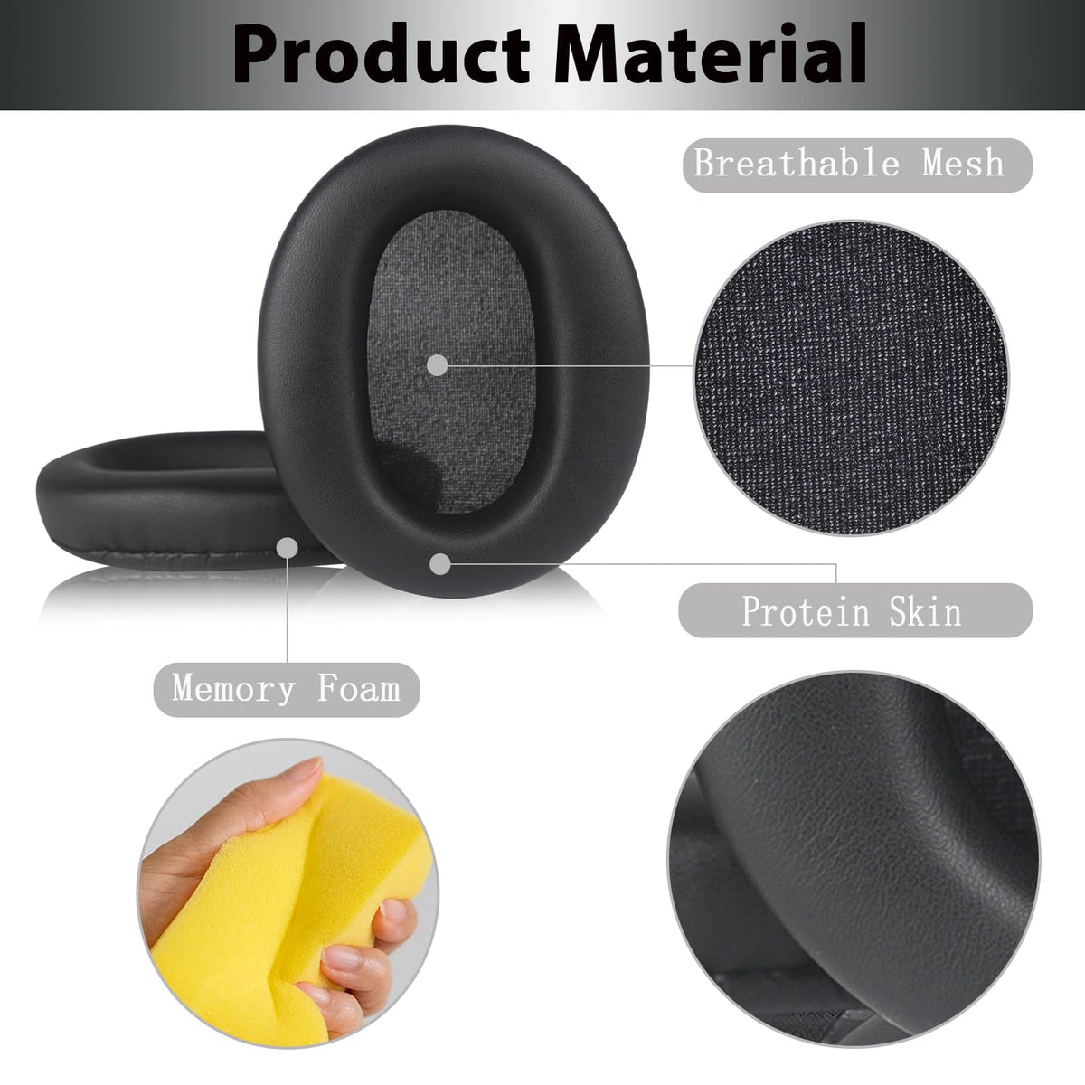 Adhiper MDR-ZX770BN/ZX780DC-compatible ear pads protect headphones from moisture.