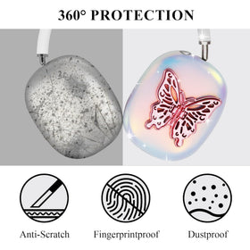 Adhiper silver cubic butterfly design adds a premium touch to AirPods Max.