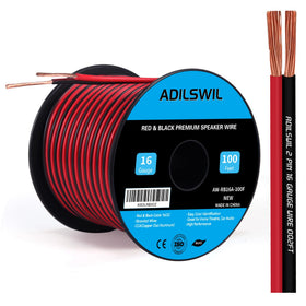 ADILSWIL 16AWG red speaker wire for clean, low-voltage power to home speakers.