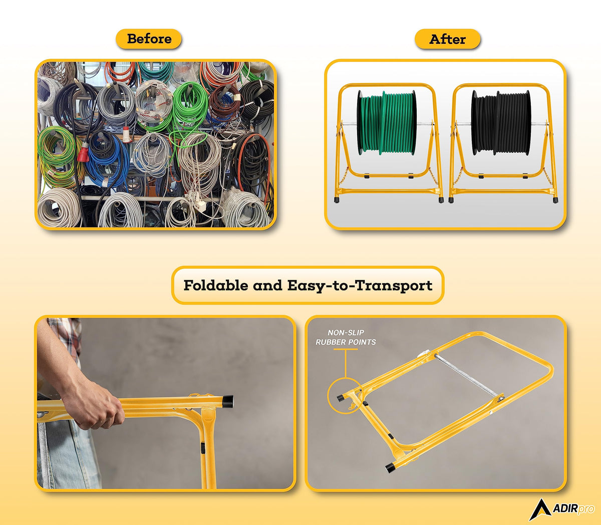 AdirPro next to tape measure shows dimensions and scale for planning benefit