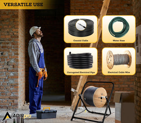 AdirPro in worksite use with cable being pulled illustrating efficient, tangle-free feed