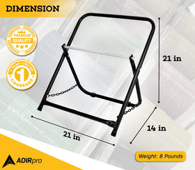 AdirPro leg chain detail showing stability on uneven surfaces and reduced tipping risk