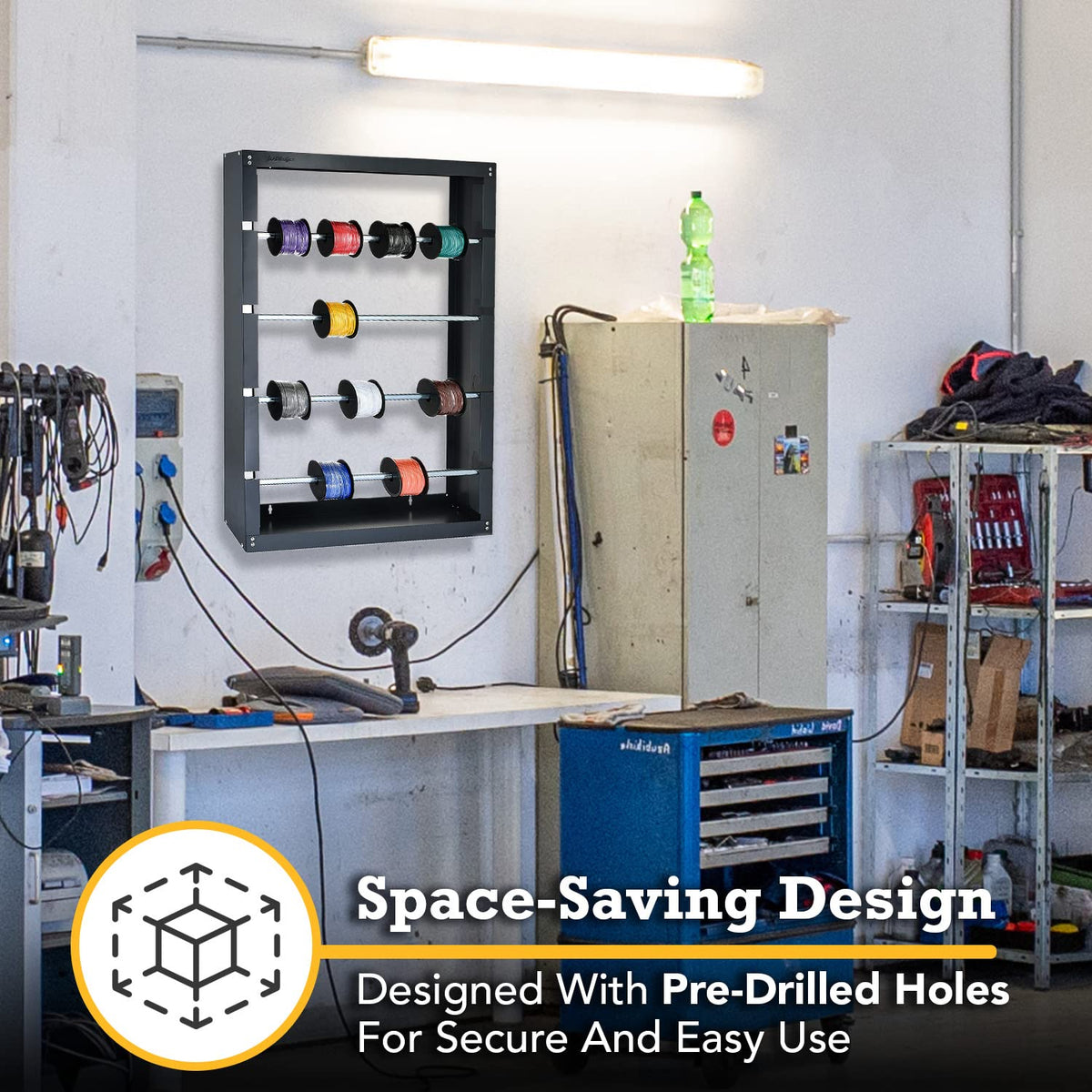 AdirPro versatile-use rack stores cords and other small items.