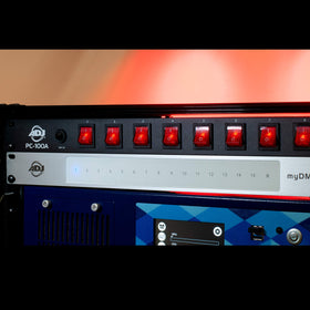Built-in 15-amp breaker on ADJ PC100A for protection