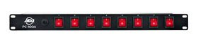ADJ PC100A power strip top view showing eight outlets for organized gear