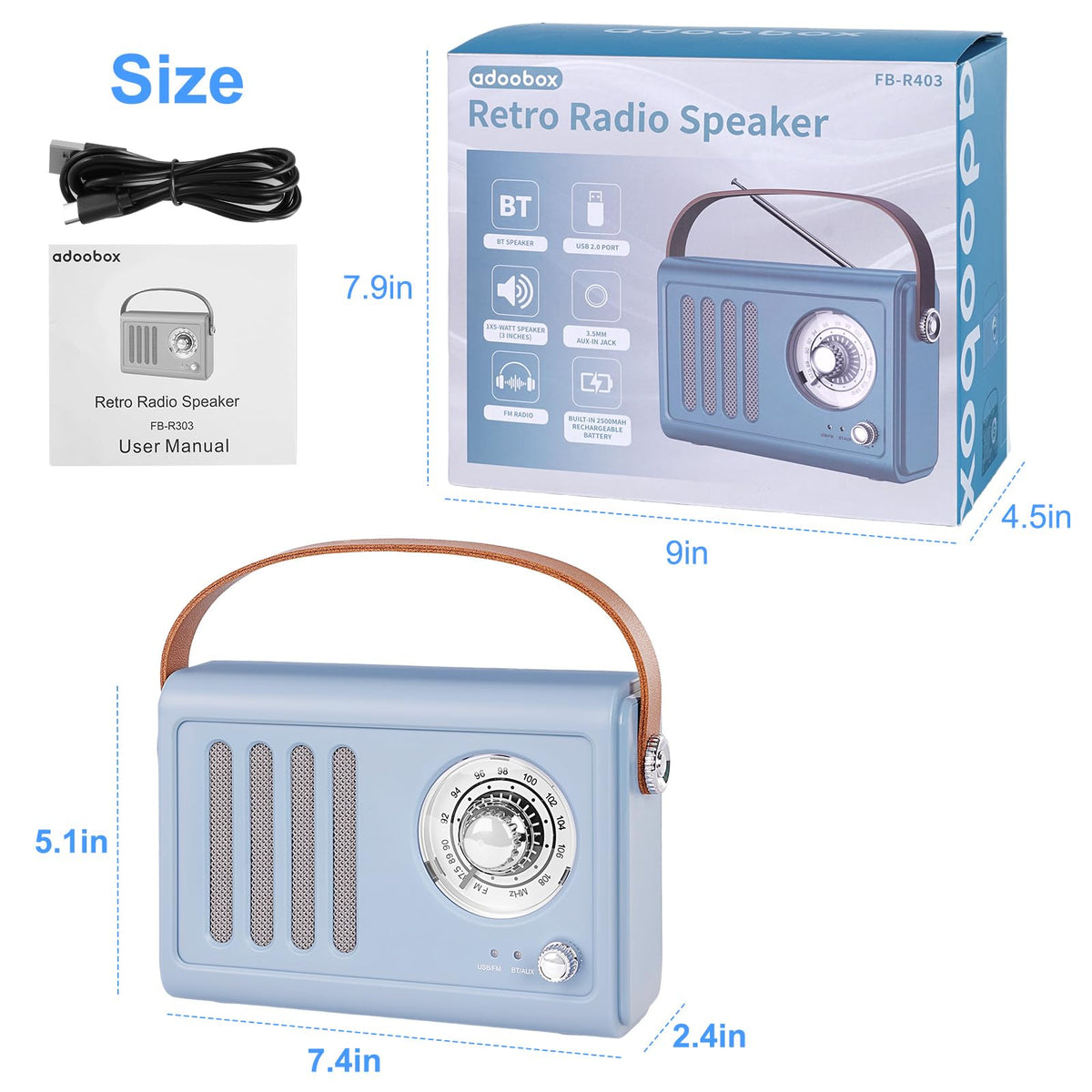 adoobox USB/AUX/Type-C inputs enable flexible connections to any device.
