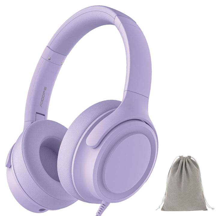 ADOOPE front view of purple over-ear headphones showing sleek design and durable build benefit
