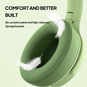 ADOOPE headphones shown in a desk setup, portable for work or study.