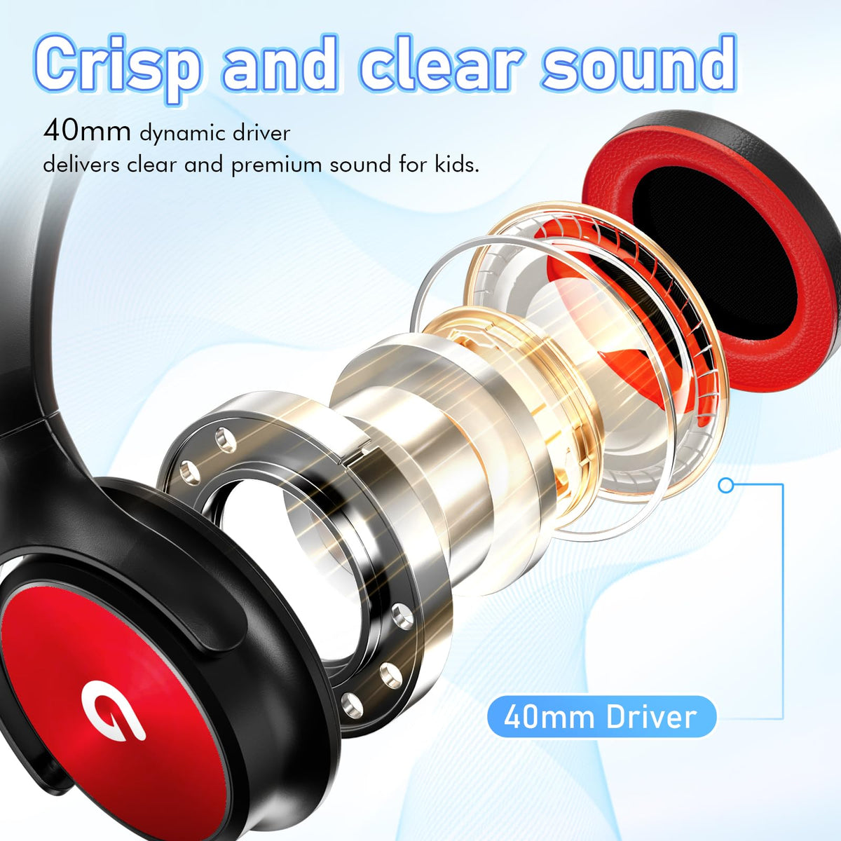 ADOOPE close-up of ear cup padding showcasing comfort and noise isolation benefit