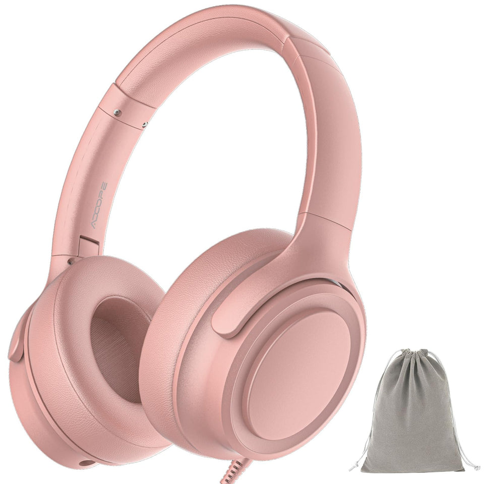 ADOOPE front view of gold wired USB‑C headphones showing sleek design and ready‑to‑use convenience