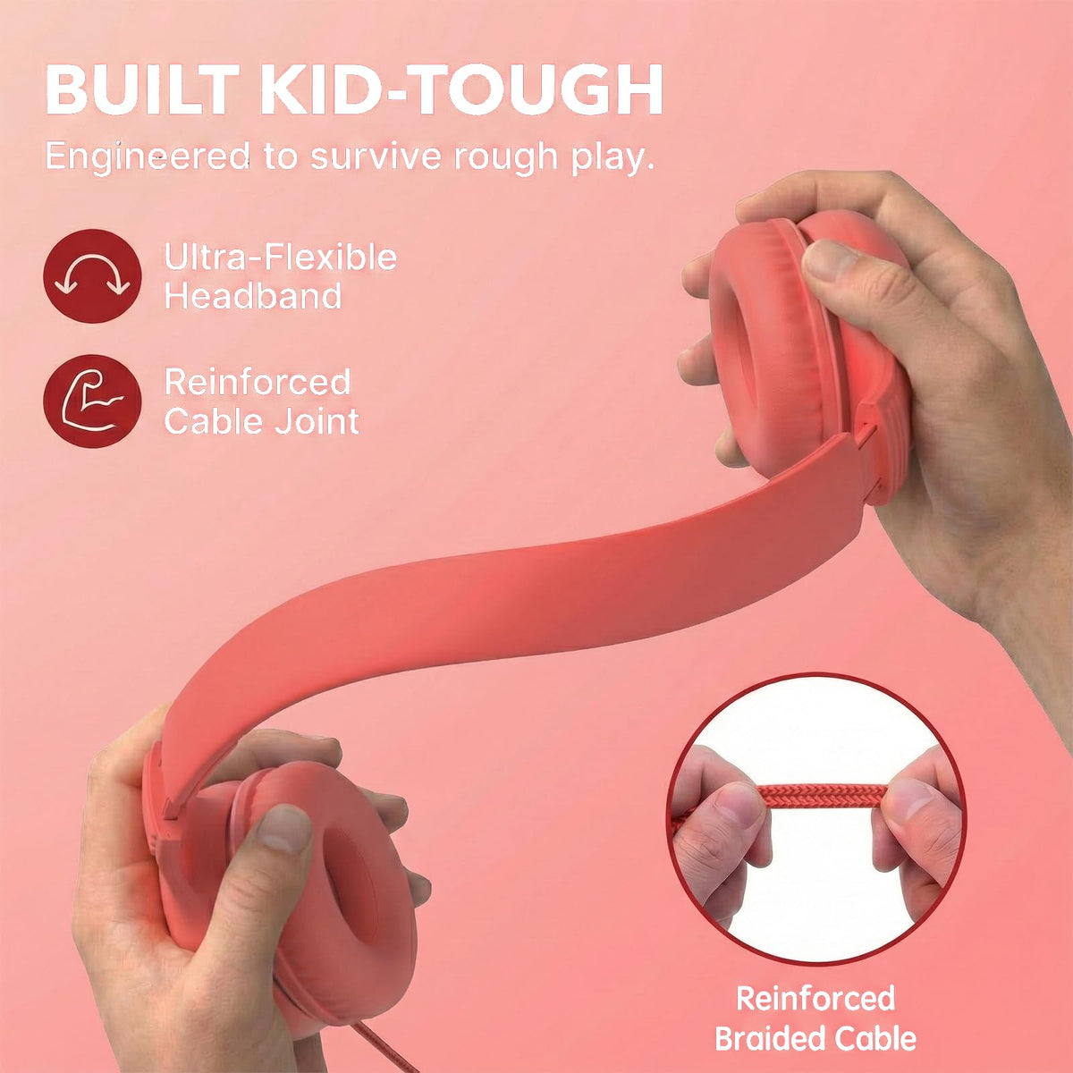 ADOOPE coral red and soft peach colorway supports everyday use
