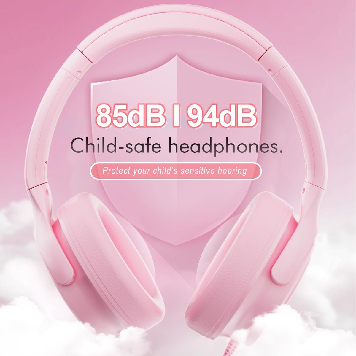 ADOOPE Kids Headphones pink adjustable headband supporting growing children