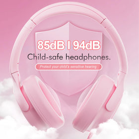 ADOOPE Kids Headphones pink adjustable headband supporting growing children