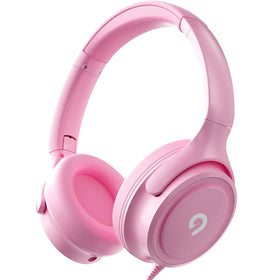 ADOOPE Kids Headphones pink on-ear design for comfortable study sessions