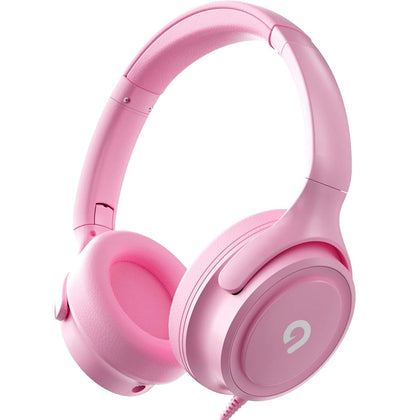 ADOOPE Kids Headphones pink on-ear design for comfortable study sessions
