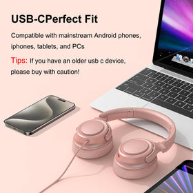 ADOOPE rose-gold ear cups offering comfortable, noise-isolating listening.