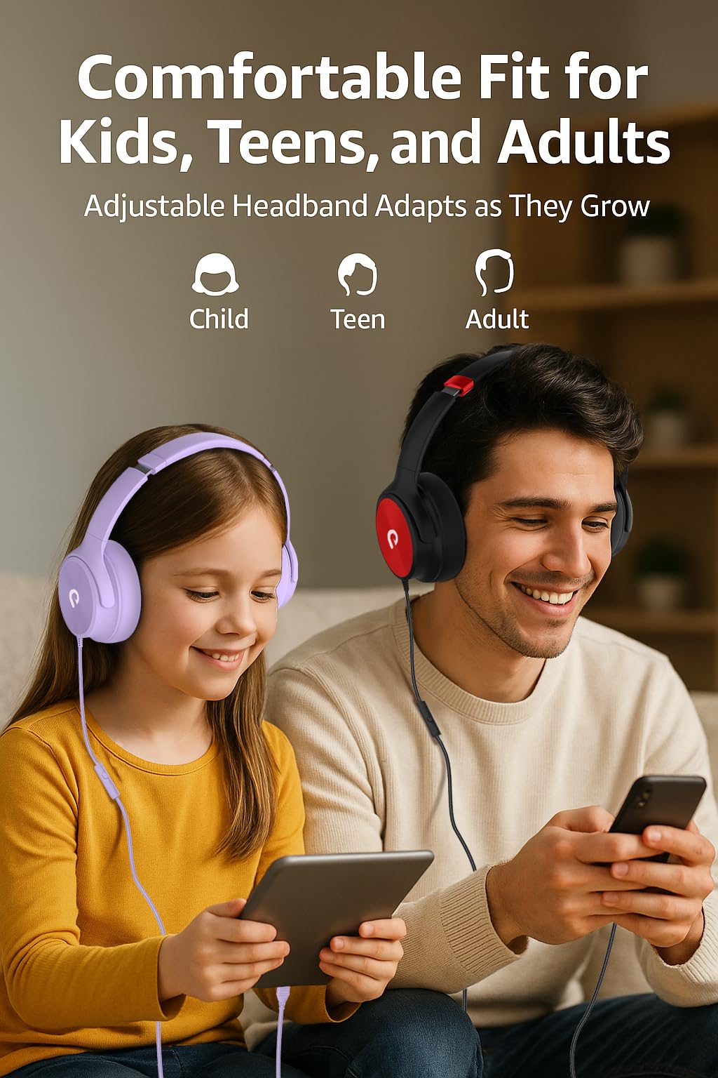 ADOOPE USB-C headphones pink on desk, ready for listening