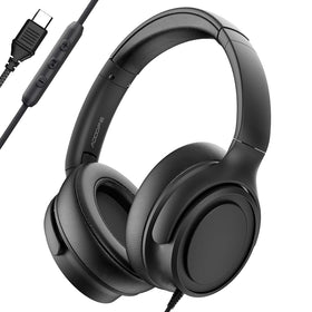 ADOOPE wired headphones front view for stable, plug-and-play audio.