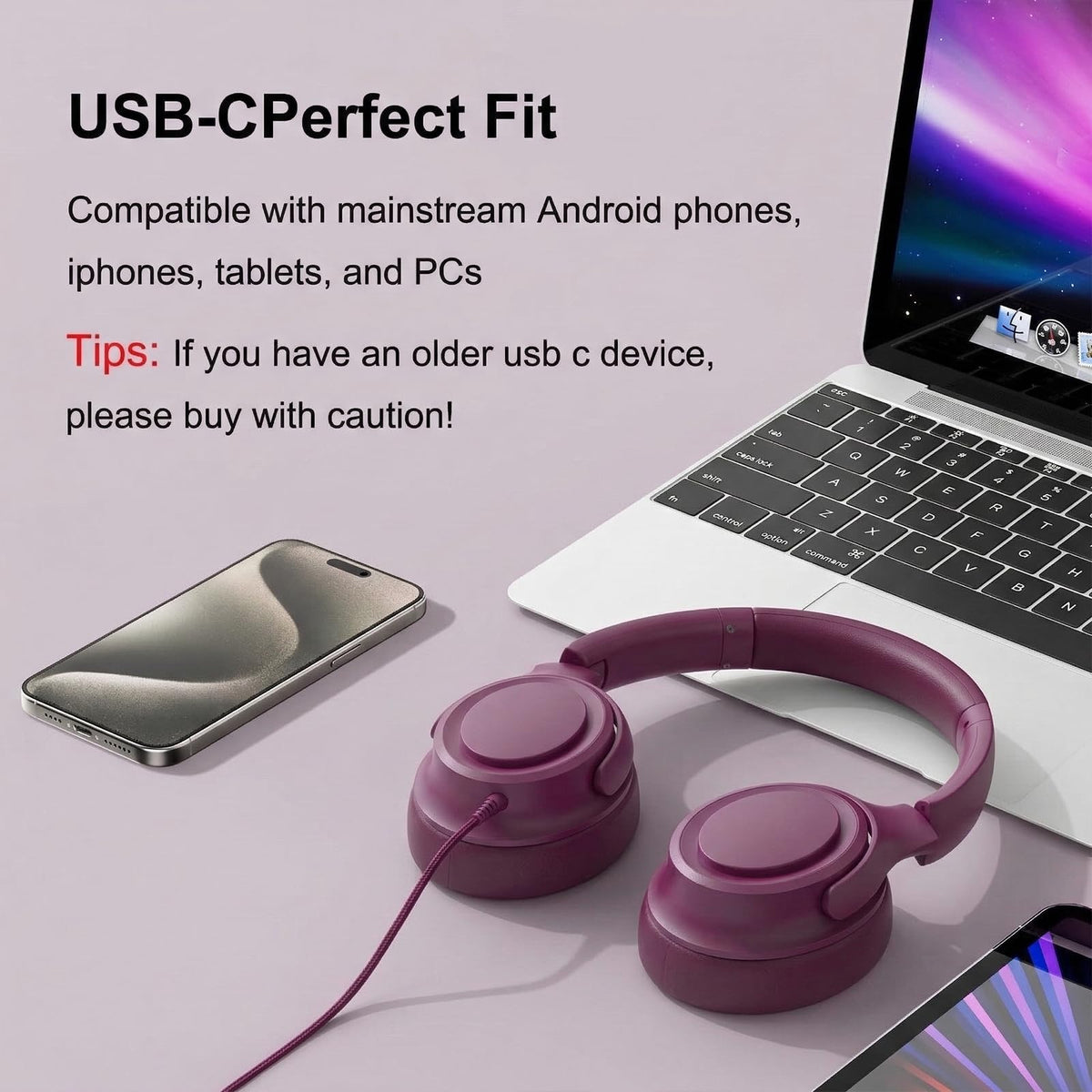 ADOOPE over-ear cushions provide passive noise isolation and comfort
