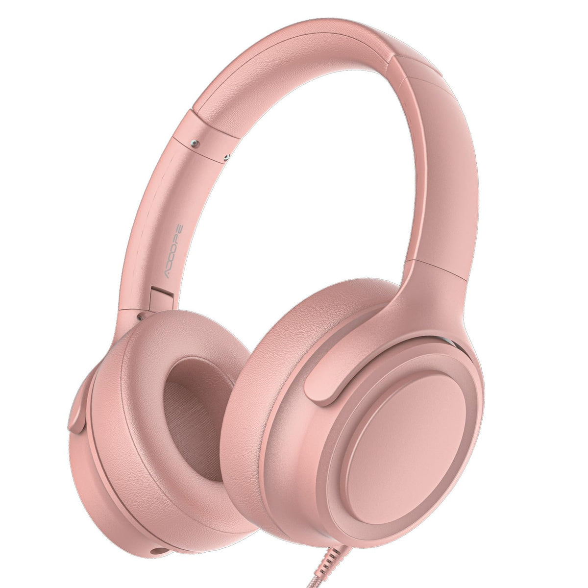 ADOOPE wired USB-C headphones in rose gold for easy plug-and-play use.