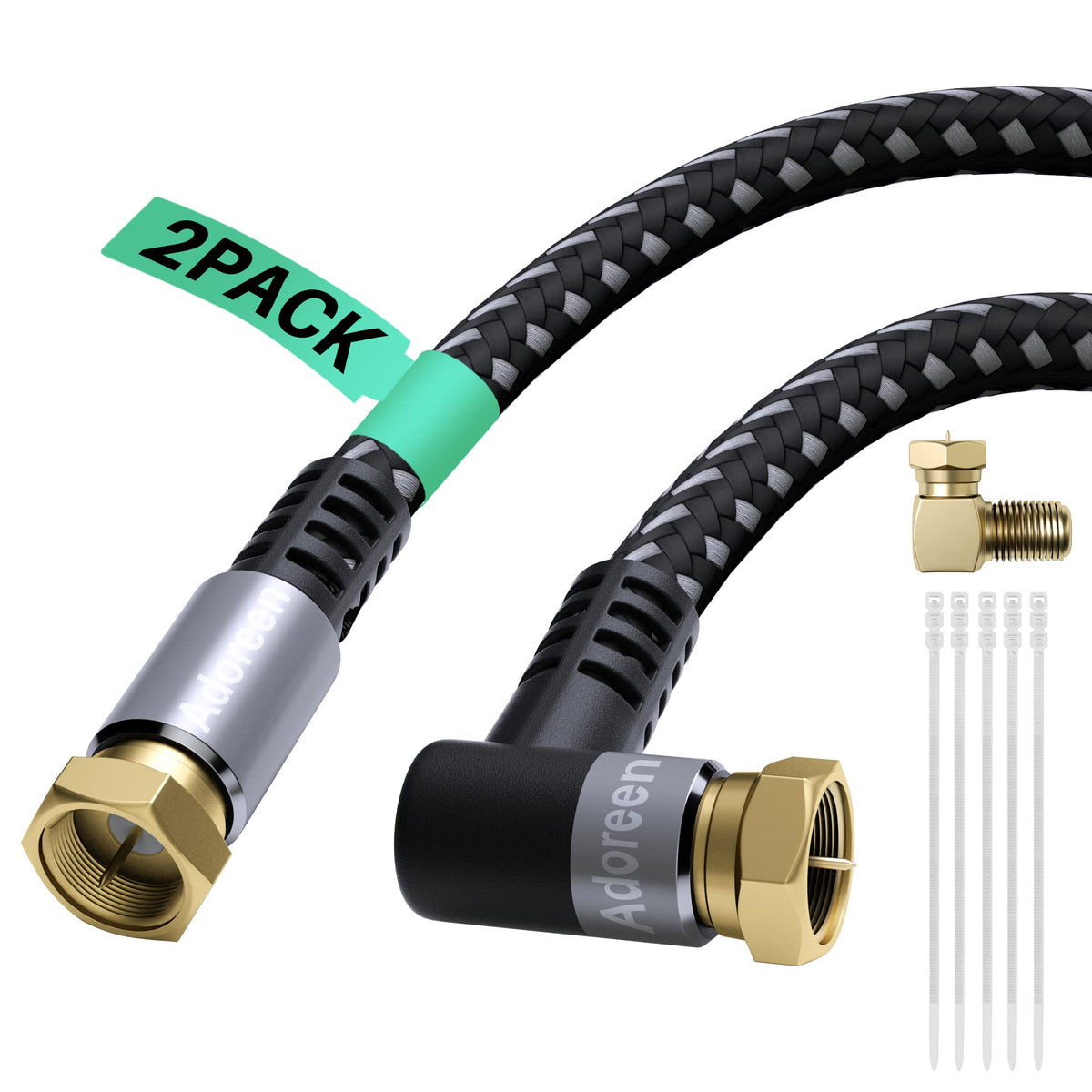 Adoreen 8 ft coaxial cable right-angle quad shielded for stable signal