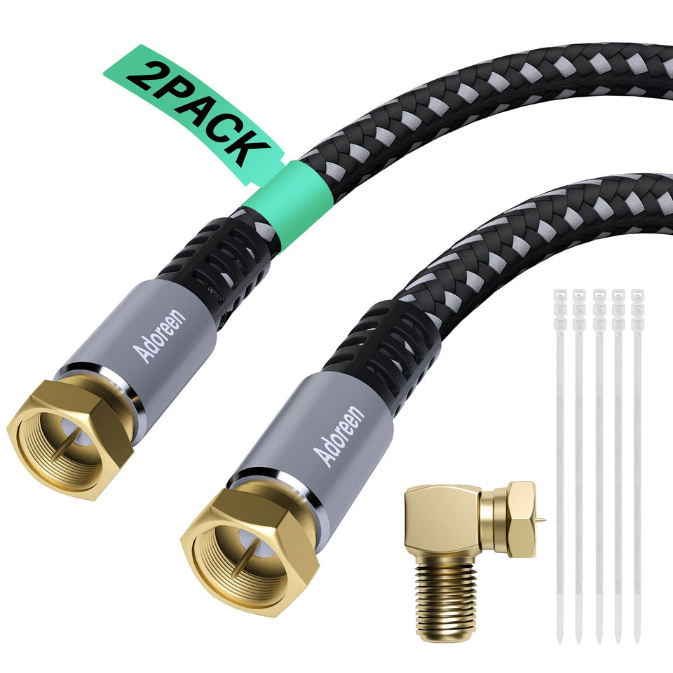 Adoreen coaxial cable 4ft quad-shield two-pack for stable HD signal.