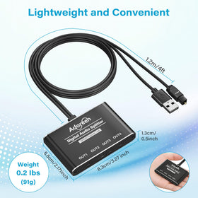 Adoreen 4-way splitter helps synchronize audio across TV, consoles, and soundbars.