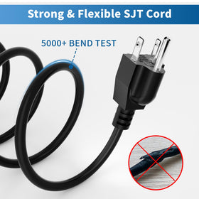 Adoreen power cord plugged into desktop monitor showing tidy workspace benefit