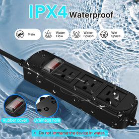 Adoreen IPX4 waterproof surge protector designed for garden and patio use.