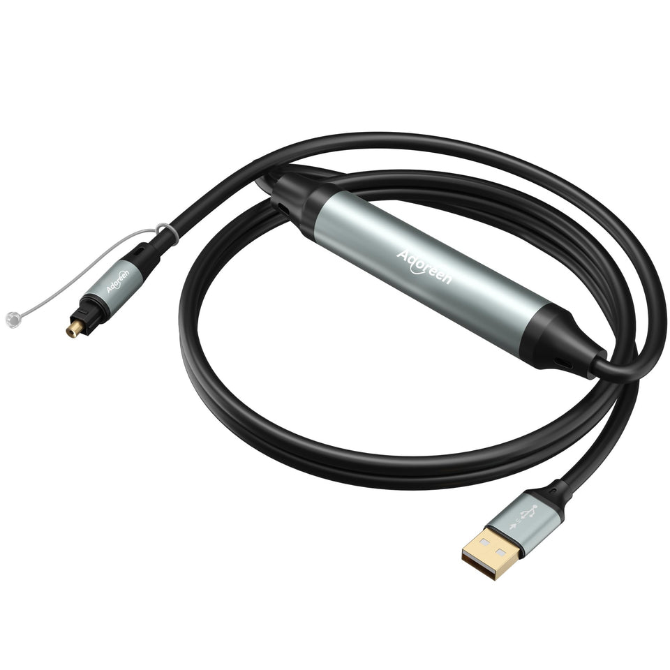 Adoreen USB-A to SPDIF cable closeup showing gold-plated connectors for stable audio.