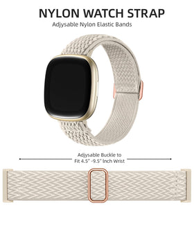 Adorve elastic nylon band for Versa 4 on wrist, secure fit