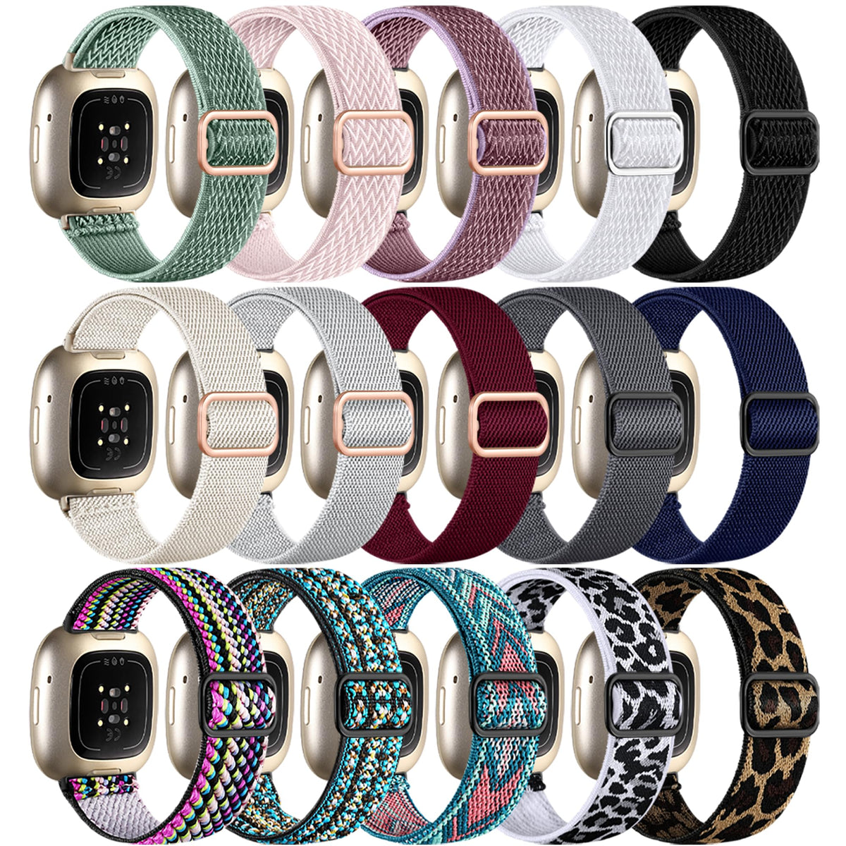 Adorve Fitbit Sense 2 colorful elastic nylon band for daily wear.