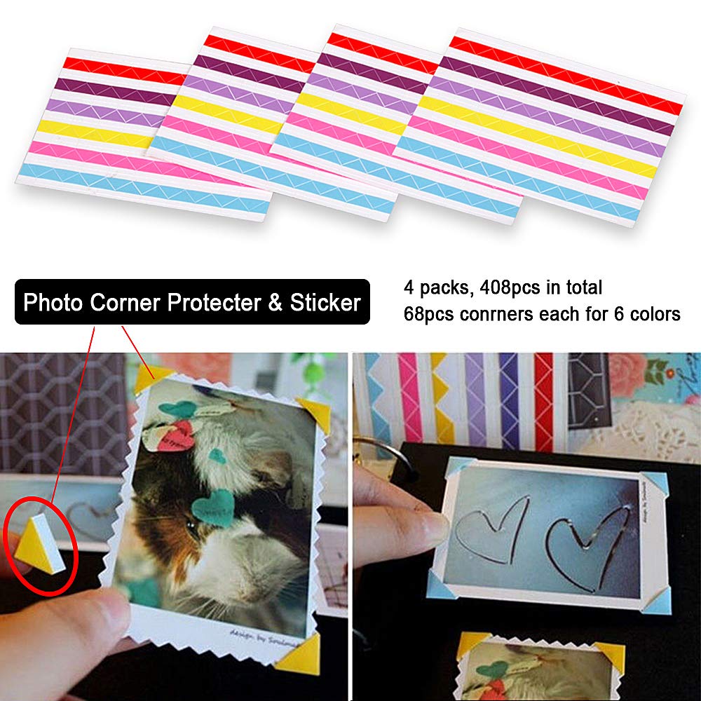 ADVcer 408pcs self-adhesive corners help secure photos