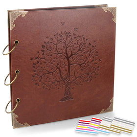 ADVcer Photo Album with vintage tree leather cover keeps memories secure and beautifully organized.